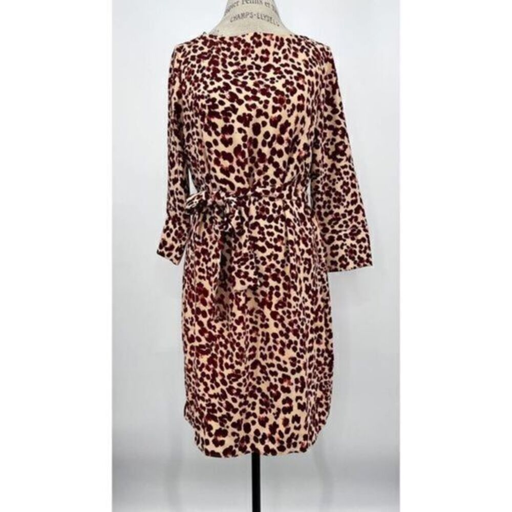 H&M NWT Belted Animal Print Red and Brow Dress US 8
